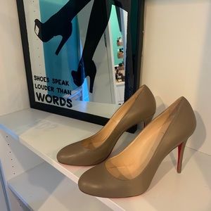 Authentic Taupe Christian Louboutin Pumps.